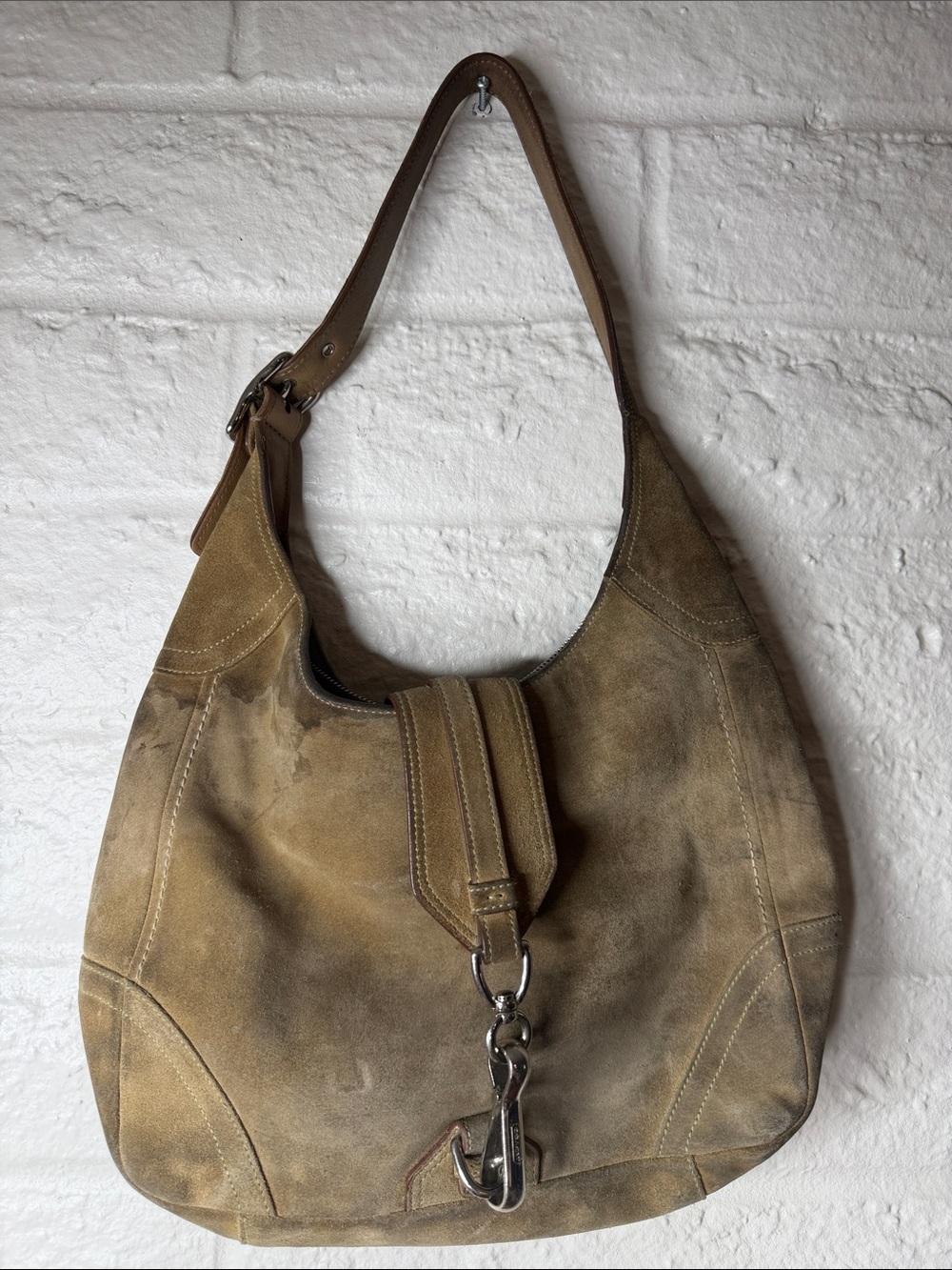 Coach Camel Hamptons Suede Hobo Clip Shoulder Bag 8A75 SUPER PROJECT